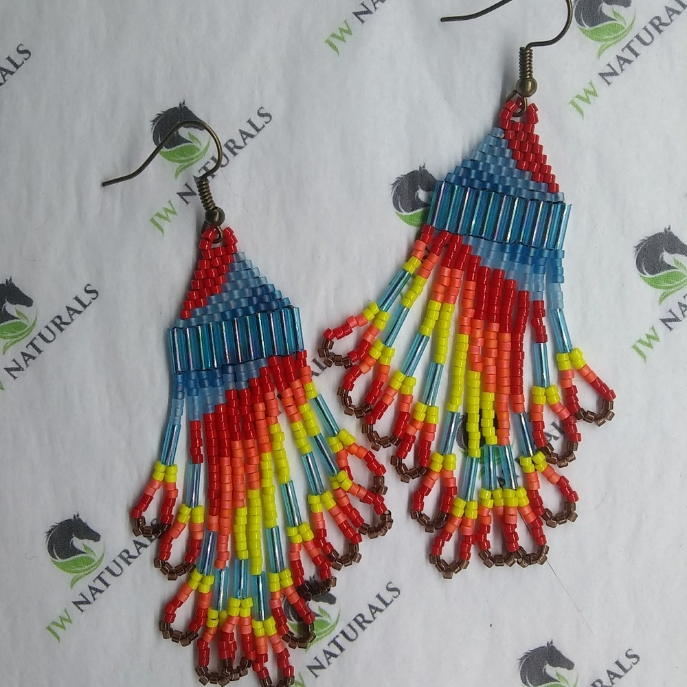 JRW Handmade Fall Camouflage Camo Beaded Earrings